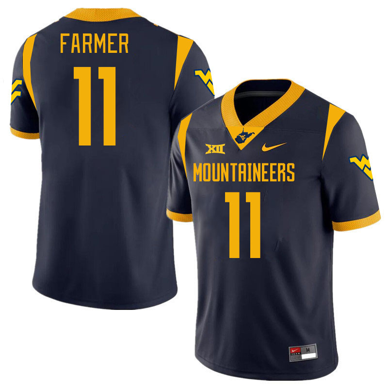 Men #11 Ric'Darious Farmer West Virginia Mountaineers College 2024 New Uniforms Football Jerseys Sti